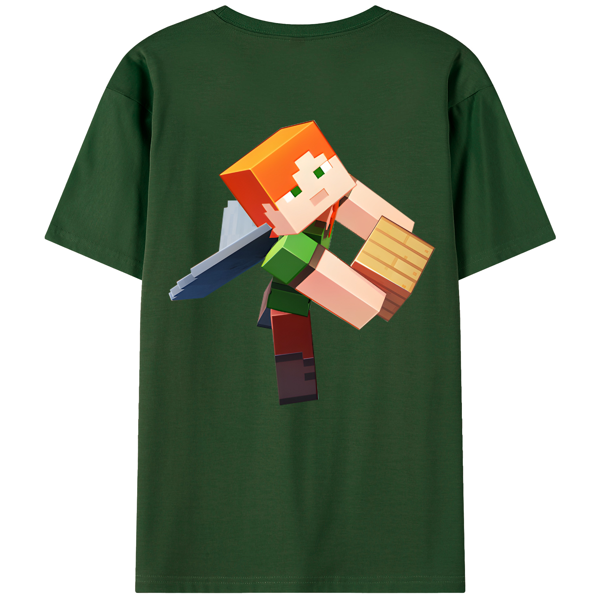 （画像用） マインクラフト ブロックの世界 Minecraft MC Block world 綿100％半袖Tシャツ（背面プリント）